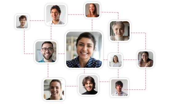 Composizione di persone connesse tra loro